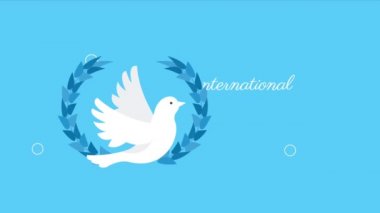 international day of peace lettering with crown ,4k video animated