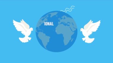 Dünya gezegeniyle uluslararası barış antlaşması, 4k video animasyonu