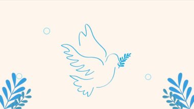 peace animation with dove and branches ,4k video animated