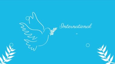international day of peace lettering with branches ,4k video animated