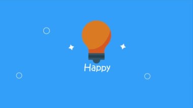 happy teachers day lettering with bulb ,4k video animated