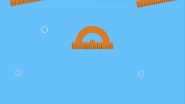 protractors rules school supplies animation ,4k video animated