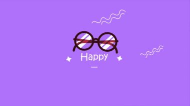 happy teachers day lettering with eyeglasses ,4k video animated