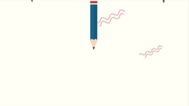 blue pencils school supplies ,4k video animated