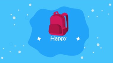happy teachers day lettering with schoolbag ,4k video animated