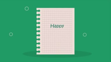 happy teachers day lettering with notebook sheet ,4k video animated