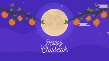 happy chuseok celebration lettering animation ,4k video animated
