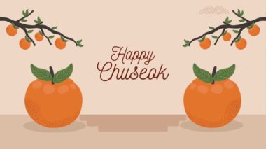happy chuseok celebration lettering animation ,4k video animated