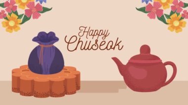 happy chuseok celebration lettering animation ,4k video animated