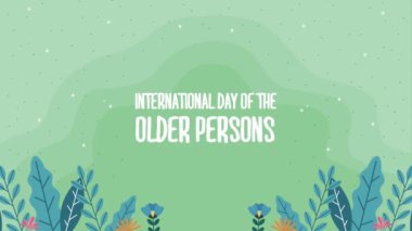 happy old persons day lettering ,4k video animated