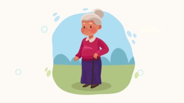happy old woman character animation ,4k video animated