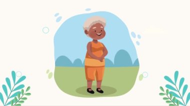 happy old woman character animation ,4k video animated