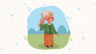 happy old woman character animation ,4k video animated