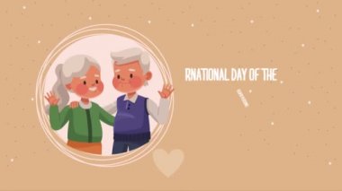 happy old persons day lettering ,4k video animated