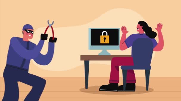 Hacker Cyber Fraud Animation Video Animated — Vídeos de Stock