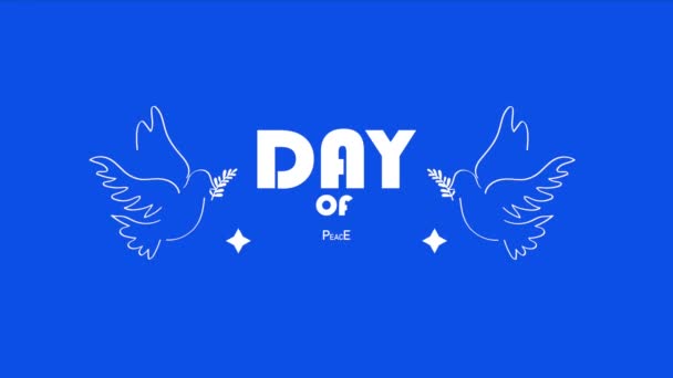 International Day Peace Lettering Doves Video Animated — Stockvideo