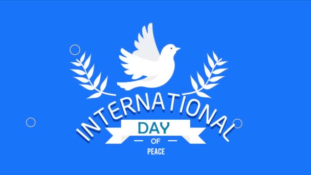 International Day Peace Lettering Dove Video Animated — 图库视频影像