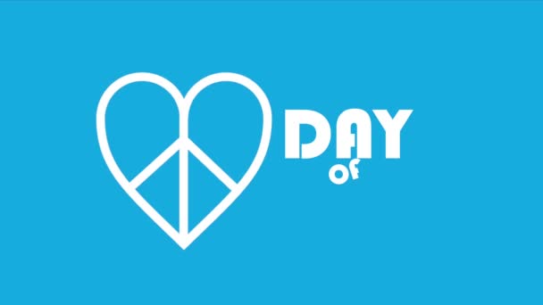 International Day Peace Lettering Symbol Video Animated — Vídeos de Stock