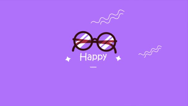 Щасливий День Вчителя Написи Окулярах Відео Анімовані — стокове відео