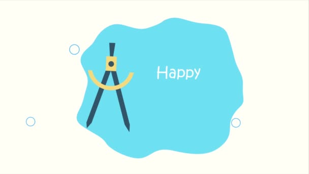 Happy Teachers Day Lettering Compass Video Animated — Stok video