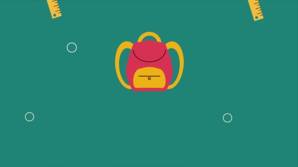 Schoolbags Rules Supplies Animation Video Animated — Vídeos de Stock