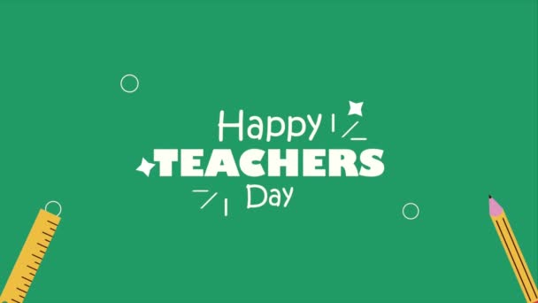 Happy Teachers Day Lettering Supplies Video Animated — Stock video