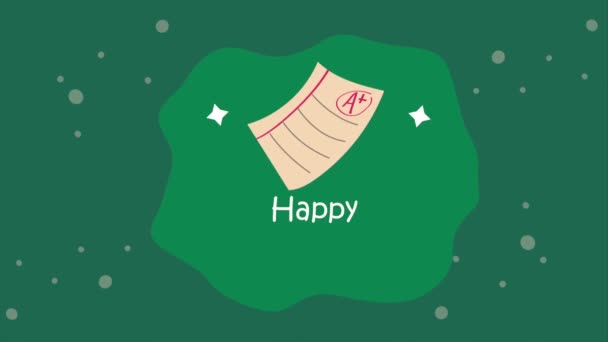 Щасливий День Вчителя Написання Ноутбуком Відео Анімовані — стокове відео