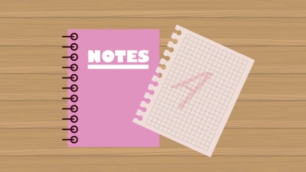 Notebook School Supplies Animation Video Animated — Stockvideo