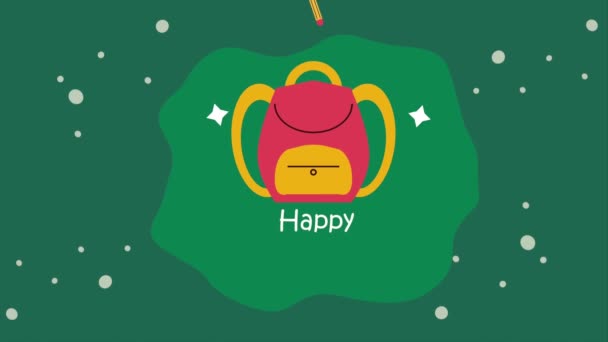 Happy Teachers Day Lettering Schoolbag Video Animated — Video