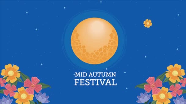 Mid Autumn Festival Lettering Celebration Animation Video Animated — ストック動画