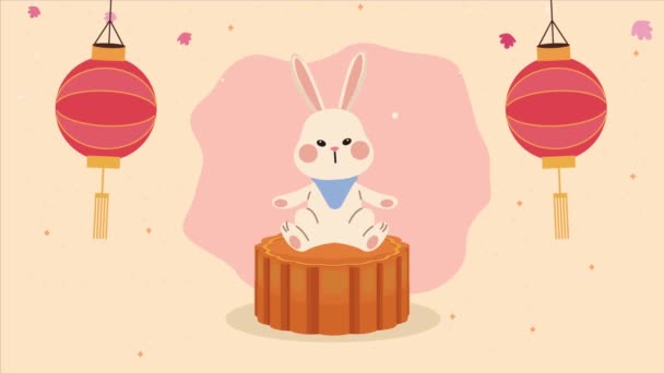 Mid Autumn Animation Rabbit Video Animated — Stok video