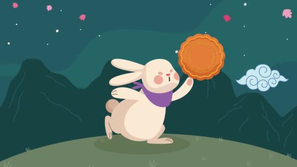 Mid Autumn Animation Rabbit Video Animated — Wideo stockowe