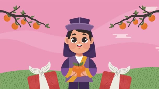 Щаслива Анімація Chuseok Чоловіком Відео Анімовані — стокове відео