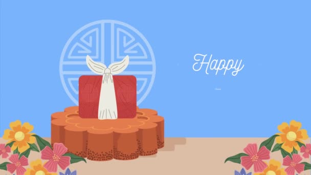 Happy Chuseok Celebration Lettering Animation Video Animated — ストック動画