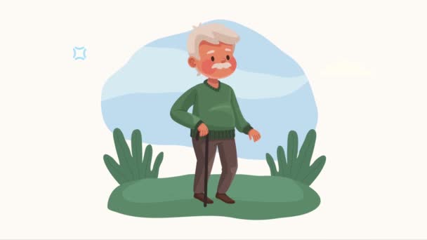 Happy Old Man Character Animation Video Animated — Vídeo de stock