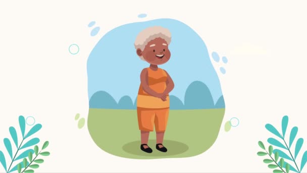 Happy Old Woman Character Animation Video Animated — Vídeo de Stock