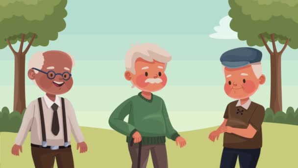 Щасливі Старі Чоловічі Персонажі Анімація Відео Анімовані — стокове відео