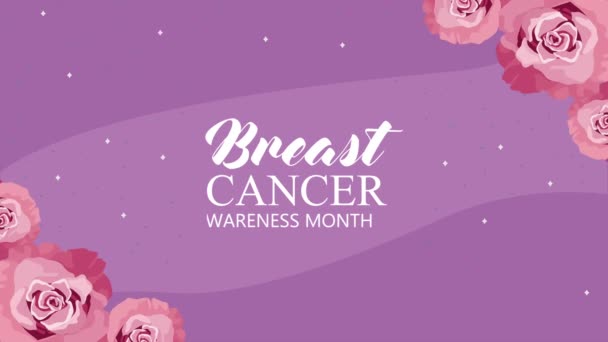 Breast Cancer Awareness Lettering Animation Video Animated — Stockvideo