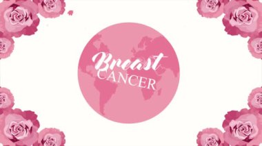breast cancer awareness lettering animation ,4k video animated