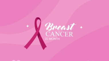 breast cancer awareness month lettering ,4k video animated