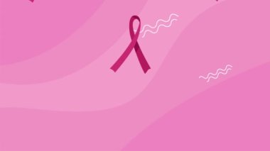 breast cancer animation with ribbons campaign ,4k video animated