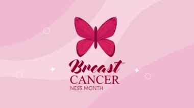 breast cancer awareness lettering animation ,4k video animated