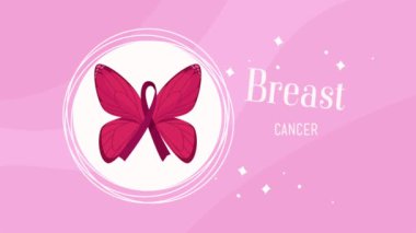 breast cancer awareness lettering animation ,4k video animated