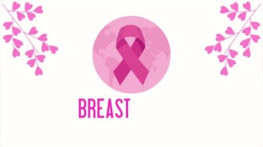 breast cancer awareness month lettering ,4k video animated