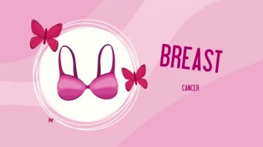 breast cancer awareness lettering animation ,4k video animated