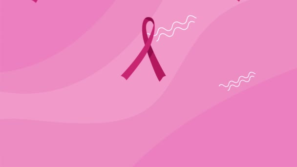 Breast Cancer Animation Ribbons Campaign Video Animated — Stockvideo