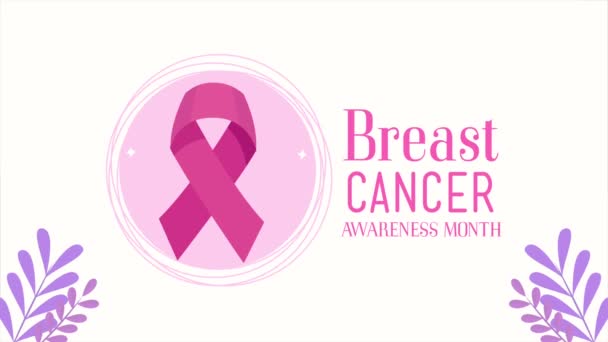 Breast Cancer Awareness Lettering Animation Video Animated — Stok video