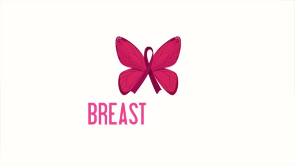 Breast Cancer Awareness Month Lettering Video Animated — Stok Video