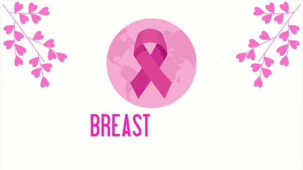 Breast Cancer Awareness Month Lettering Video Animated — Stok Video