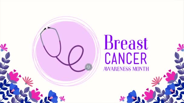 Breast Cancer Awareness Month Lettering Video Animated — Stok video